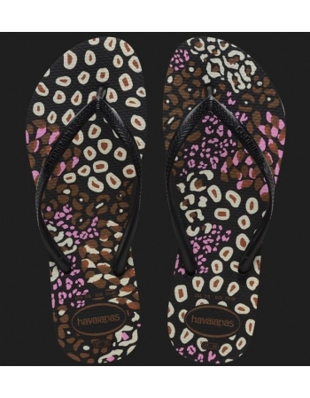 HAVAIANAS SLIM ANIMALS PRETO/PINK LEMONADE 2500 35/36