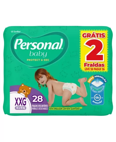 FRALDA PERSONAL BABY PROTECT&SEC SUPEREXTRA GRANDE 9XL28P26P