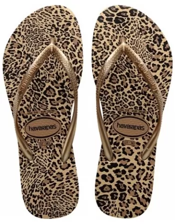 HAVAIANAS SLIM ANIMALS AREIA/DOURADO 9877 35/36