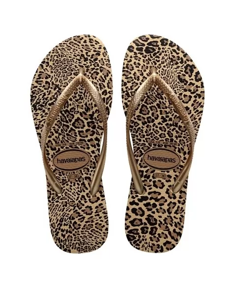 HAVAIANAS SLIM ANIMALS AREIA/DOURADO 9877 35/36