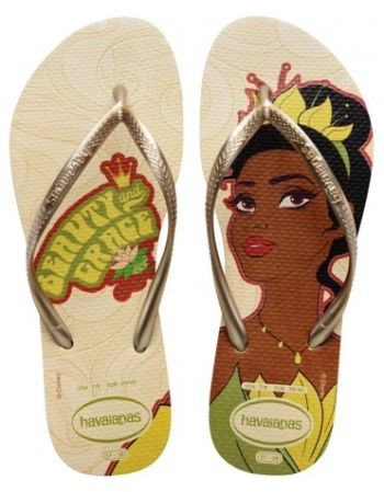 HAVAIANAS SLIM PRINCESAS BEGE PALHA 0121 35/36